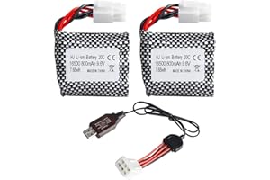 Yangers 2 szt. 9,6 V 800 mAh akumulator litowo-jonowy RC akumulatory 20C EL-6P złącze wtykowe z ładowarką USB zestaw do samochodu zdalnie sterowanego ciężarówki skoczka pojazdu Drift Monster Toys