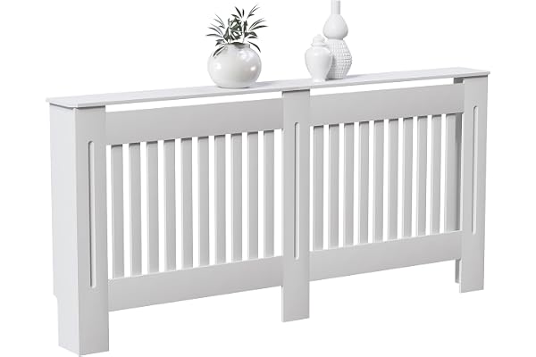 Vida Designs Chelsea kylarskydd moderna lamellplattor vitmålade MDF-skåp, extra stor (H: 82 / B: 172 / D: 19 cm) H30526