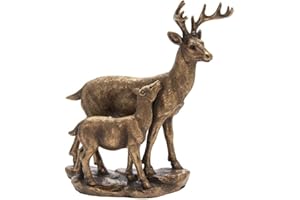 The Leonardo Collection Bronzed Deer & Fawn Figurine For Home & Office | Home Decor Ornaments Gift For Women & Men | Beautiful Figurine For Indoor & Outdoor | Living Room Decor Ornaments