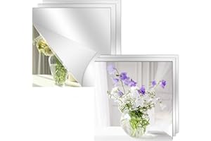 LARBER 6 Piezas Espejos Adhesivos de Pared,30x30cm Espejos Decorativos de Pared sin Marco, Espejo Pegatina no de Vidrio para Puerta Armario,Recibidores,Baño,Gimnasio