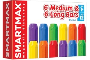 SmartMax - XT Set, 6 Medium & 6 Long Bars, Magnetic Discovery Extension Set, 12 pieces, 1+ Years