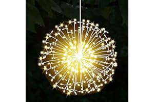 AMASAWA Fajerwerki oświetlenie LED, drut miedziany, 120 diod LED, wodoszczelne, Boże Narodzenie, Sparkle, pilot zdalnego sterowania, do pokoju, ogrodu, na taras, wesele, imprezę, dekoracja DIY, 1 sztuka