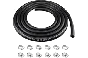 SIPARTS 5mm Fuel Line, 10Ft 3/16 inch ID Fuel Pipe Hose with 12 Pieces of Hose Clamps, Gasoline Hose Tool Kit, Suitable for Motors, Cars, Tractors, Small Engines