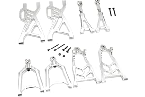 FLMLF Alloy CNC Front Rear Upper Lower Suspension Arm Set for 1/5 HPI ROFUN ROVAN KM BAJA 5B 5T 5SC Rc Car Parts (Silver)