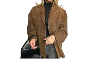 TOSHIKII Kavaj i mocka för kvinnor, slag, läder, blazer, jacka för höst, vinter, vardaglig jacka i fuskmocka