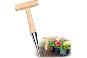 panemy 1pcs Blumenzwiebelpflanzer, Blumenzwiebel-Pflanzwerkzeug mit Maßangaben, Pikierstab Holz, Zwiebelpflanzer, Garten-Pflanzwerkzeuge zum Pflanzen von Blumen, Zwiebeln, Setzlingen