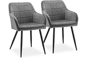 ‎CLIPOP CLIPOP Esszimmerstühle 2er Sets Stühle mit Armlehne, Samt Bezug, Esszimmerstuhl Küchenstuhl Polsterstuhl, Stühle für Esszimmer Küche (Samt Grau, 2er Sets)