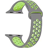 Microsonic Apple Watch Series 3 38mm i&ccedil;in Kordon Rainbow Band Gri Yeşil [Watch Series 3 38mm ile Uyumlu Kordon - Gri Yeşil]