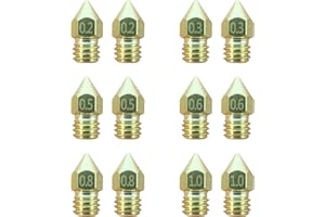 AJOYIB 12pcs MK8 Ugelli Kit ugelli Hotend in ottone 0,2 mm 0,3 mm 0,5 mm 0,6 mm 0,8 mm 1,0 mm