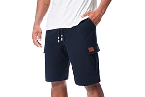 Suwangi Pantalones Cortos Deportivos Hombre Verano Cargo Cortos Casual Algodón Bermudas Shorts Running Deporte con Múltiples Bolsillos