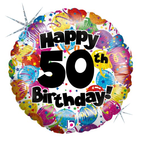 Betallic F86358P - Folienballon 18 Zoll - 50th Birthday, holografisch
