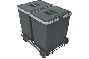 ELLETIPI 1954 Elletipi Ecofil PF01 34B2 Poubelle de tri sélectif extractible pour déchets, Plastique et métaux Gris 30 x 45 x 36 cm