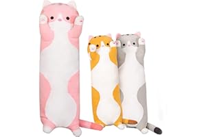 SHOWNICER Peluche Gato, Animales Peluche, Juguetes Peluche, Muñeca de Felpa, Suave Almohada para Abrazar Dormir, Cojín Trasero para Sofá, Regalo Creativo para Niños Chicas Cumpleaños Navidad (90cm, Rosa)
