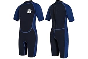 Summshall Muta per bambini per ragazzi e ragazze, in neoprene da 2,5 mm con protezione UV50+, mantiene al caldo, morbida ed elastica muta per nuoto, snorkeling e surf