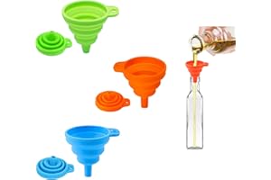 CICIING 3 piezas de embudo plegable de silicona, 3 colores, pequeño embudo de cocina, juego de embudo para transferencia de líquidos de cerveza, aceite (pequeño)