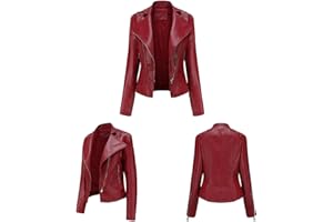 Dantazz Lederjacke Damen Bomberjacke Wasserdicht Motorradjacke Kunstlederjacke mit Reißverschluss Retro Kurz Jacke Biker-Style Lederbluse Winddicht Jacke Einfarbig Übergangsjacke
