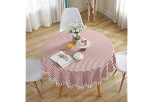 Meioro okrągły obrus w paski, bieżnik na stół, prosty i elegancki, z materiału tekstylnego, do użytku wewnątrz i na zewnątrz.