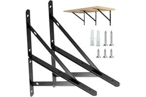 WEERSTONE 4 Stück Regalhalterungen Schwerlast-Träger 90 Grad Wand-Winkel Regalhalterung Metall Regalträger mit Schrauben Wand Regalträger Eisen Regalwinkel für Winkel Regal (25×15.5cm)，Schwarz