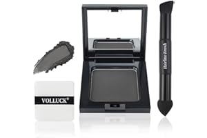 VOLLUCK Ritocco Ricrescita Capelli 12g, Copertura Immediata Ombretto per Capelli Ricrescita con Applicatori Multipli, Effetto Naturale Hairline Powder per Donna e Uomo (Nero)
