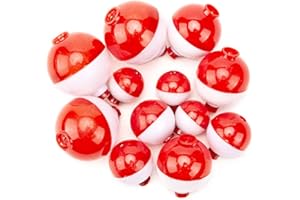 ANCLLO 12 Stück Angelposen mit Druckknopf zum Aufstecken， Druckknopf Runde Bojen,Posen Angelzubehör Zubehör,Posen zum Angeln in Rot und Weiß