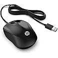 HP 1000 Wired Mouse, Cablato, Sensore Preciso, 1200 DPI, 3 Pulsanti, Rotella Scorrimento, Cavo USB 1.5 m, Design Pratico e Ve