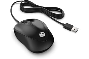 HP 1000 Wired Mouse Cablato, Sensore Preciso fino a 1200 DPI, 3 Pulsanti, Rotellina di Scorrimento, Cavo USB-A da 1.5 m, Design Pratico e Versatile, Ambidestro, Nero