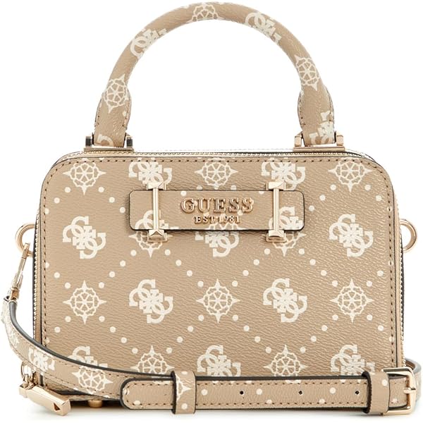 GUESS Borsetta Neda Dome Satchel Bag Latte Logo