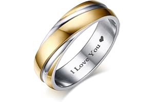 Epinki 6MM Bague Homme Femme, Bague Acier Inoxydable Bicolore, Alliance pour Mariage Fiançailles Anniversaire, Or/Noir/Or Rose, Taille 49-70