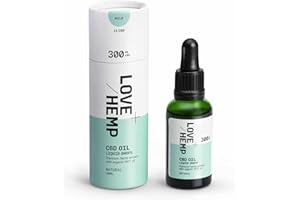 Love Hemp CBD Oil Drops 30ml, 300mg / Mild Strength, Natural Flavour Oral Liquid Drops, Premium Hemp with MCT Coconut Oil, Vegan & Gluten Free