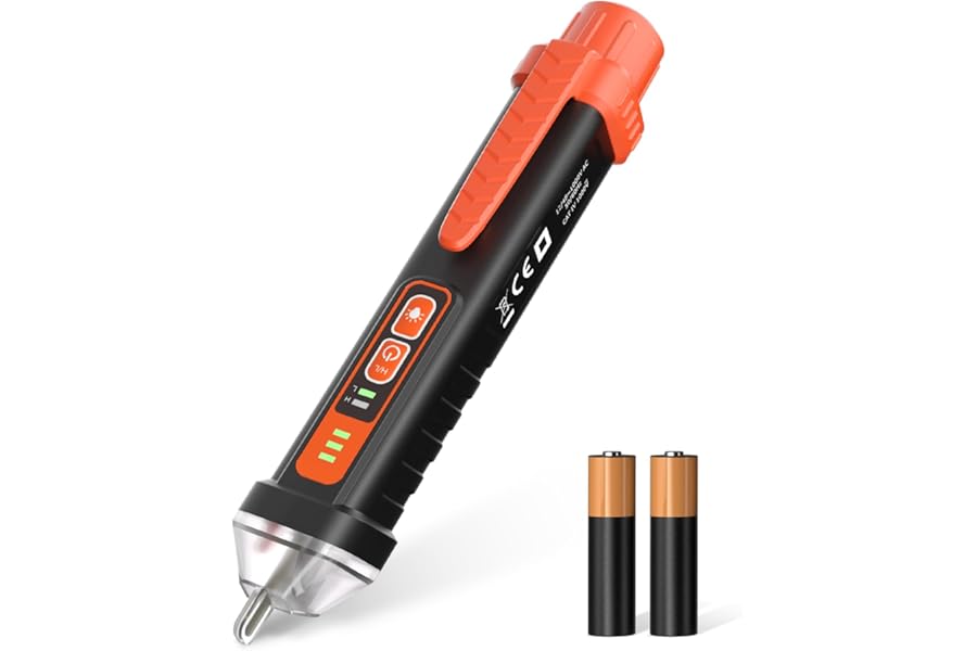 YOWEXA Voltage Tester Pen Dual Range AC 12/48-1000V, Non-Contact Electrical Tester with Sound Light Alarm, LED Flashlight, Low Battery Indicator & Auto Off