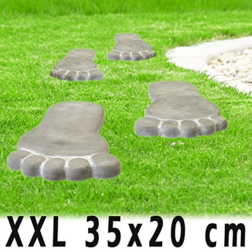 matches21 XXL Trittsteine große Füße MEGA Fuß-Abdrücke 1 Paar Tritt-Steine Beton für den Garten 35×20 cm Tretsteine Dekosteine Deko - 2