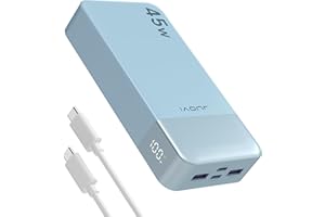 JUOVI Power Bank Portatile J2621, Batteria da 20000 mAh, Ricarica Rapida da 45 W, Compatibile con Switch, MacBook, Tablet, Dell, HP, Notebook, Samsung, iPhone 16 15 14 13, Steam Deck