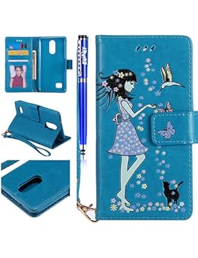 EUWLY Lederhülle für [LG K8 2017 European Edition], Leuchtende Nacht Schutzhülle Ledertasche Handytasche Retro...