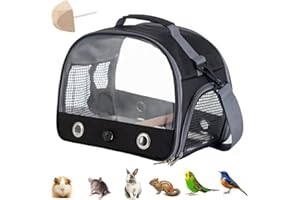 AZULLANSE Zaino per uccelli con asta di legno, per pappagalli, parrocchetti (nero), vassoio in acciaio inox, zaino leggero