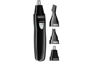 WAHL 3 in 1 Personal Trimmer, Nose Hair Eyebrow, Painless Eyebrow and Facial Hair Trimmer for Men Women, Rechargeable, Washable Heads, Black