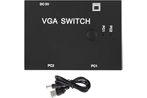 TIIYEE Switcher VGA HDMI, Interruttore VGA 2 in 1 Out 2PC Monitor Switch Box Scatola Splitter Commutatore Porte Ingressi Un'Uscita Audio Adattatore Supporta XGA SVGA UXGA Multisincronizzazione