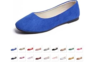 Hwalleum Women's Casual Square Toe Ballet Flats Ladies Stylish Slip On Ballerina Flats Girls Fashionable Solid Color Ballet Pumps Dolly Shoes Womens Comfy Office Driving Flat Shoes Loafers