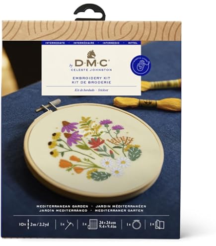 Kit Point De Croix DMC - Herbiers Par Nathalie Weinzaepflen, Niveau Avancé, Toile Aida 14ct, Fil DMC Inclus