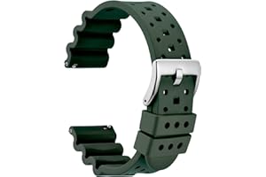 WOCCI Ventilado Correas Reloj, FKM Goma (No Silicona), Correa para Reloj de Buceo, Liberación Rápida, Hebilla de Acero Inoxidable, 18mm 20mm 22mm 24mm 26mm