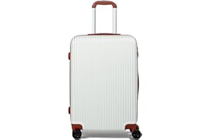 FOSANI Revel Suitcase Medium Size Hard Shell | 3 Digit Combination Lock | Lightweight | 4 Dual Spinner Wheels | Medium 24" Hold Check in Luggage | Aluminium Alloy Telescopic Handle | (White, Medium 24'')