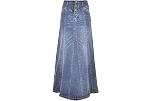 WHZXYDN Printemps Nouvelle Jupe en Jean Taille Haute Jupe Simple Femmes Paquet Hanche Jupe Longue Jupe