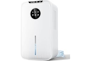 WAROUS Deumidificatore Casa Muffa 2500ML,Deumidificatore Portatile Con Tubo,Smart Silenzioso,Timing 24H,Spegnimento Automatico,LED 7 colorati,Per la Casa,Bagno Cabina Armadio RV