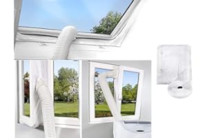 MKISHINE 400 cm Housse de calfeutrage avec fermeture pour clim,airlock pour la fenêtre, arrêt à l'air chaud, facile à installer meilleure solution pour ne pas creuser les fenêtres (fenêtre 400CM)