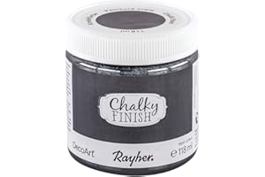 Rayher 38867572 Chalky Finish auf Wasser-Basis, Kreide-Farbe für Shabby-Chic-, Vintage- und Landhaus-Stil-Looks, Anthrazit, 118 ml (1er Pack)