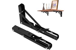 Zydiwo 2 Pezzi Staffe Pieghevoli per Mensole 200mm Mensola Pieghevole Supporto Tavolo Staffe Carico Massimo 40KG Staffe Mensole Pesanti Per Garage Camera da Letto Cucina (8 pollici)