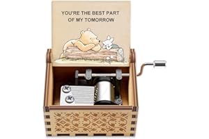 YESNOTE Music Box Gift for Wife Girlfriend- Pooh Music Box Play You Are My Sunshine, Mother Day Anniversary Birthday Gift for Couples Lovers Best Friends Engraved with You Are the Best Part of My Tomorrow