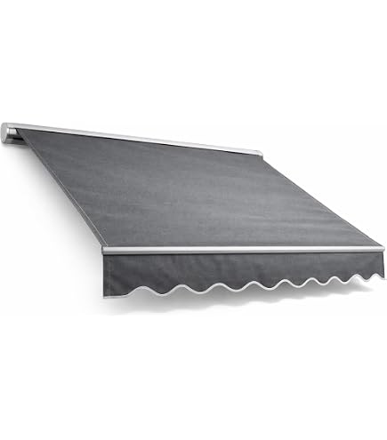 home Trends Markisenstoff 4m Markise mit Volant 4 x 3 m Markisenbespannung ersatzstoff 387 x 300cm Balkon Markise wasserabweisend & Sonnenschutz Ersatz Markisentuch P3037