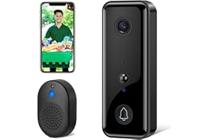 Lieberwell Timbre inalámbrico con cámara, teléfono inalámbrico 1080P WiFi para puerta con gong, detección de peatones, intercomunicador de dos vías, almacenamiento en la nube, IP65 resistente al agua