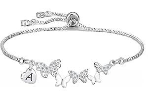 Yumioxa Viola Donna Bracciale con Farfalle in Cristallo Lettere Nome Bracciali Donna Gioielli Cristallo Lucido Colore Argento Tennis Bracciale A Catena Regolabile