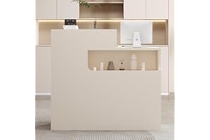 Heliosrider Empfangstheke & Empfangstresen – Theke mit offenen Ablagen, Rezeptionstheke aus Holzwerkstoff für Friseursalon, Beauty Studio, Laden, Supermarkt, Kasse(with Drawer D)